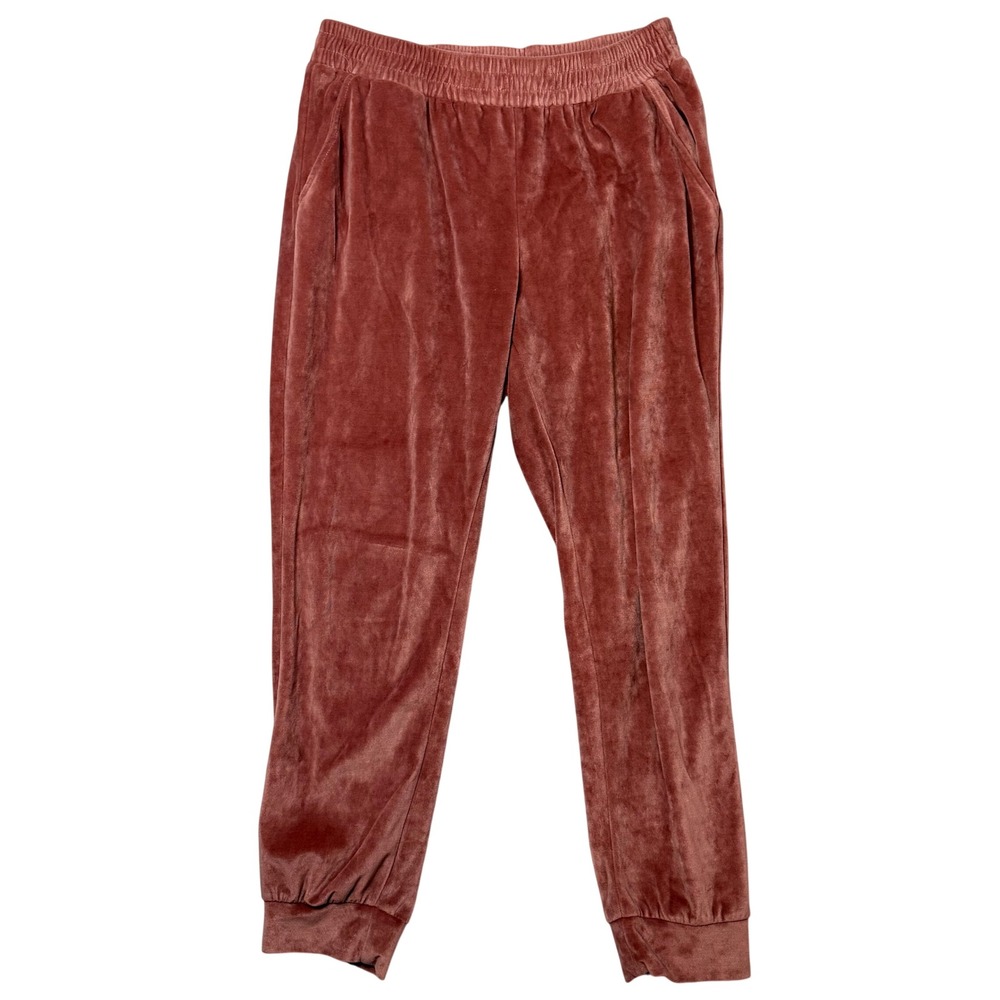 Charlotte Russe Velour Joggers Sweatpants Dusty Rose Pink Elastic Waist Size L